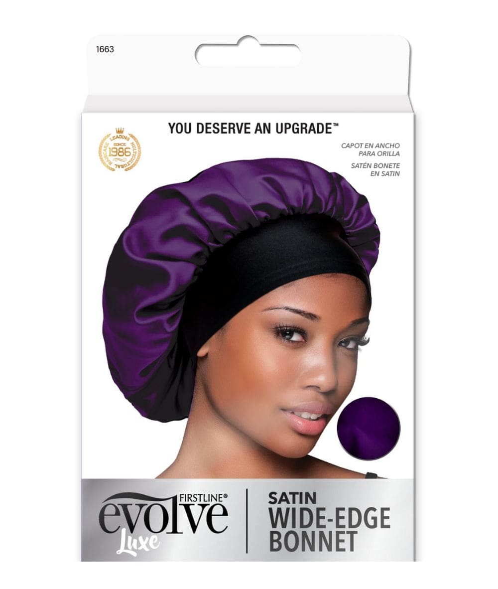 Firstline Evolve Luxe Satin Wide-Edge Bonnet[Purple] #1663 Black