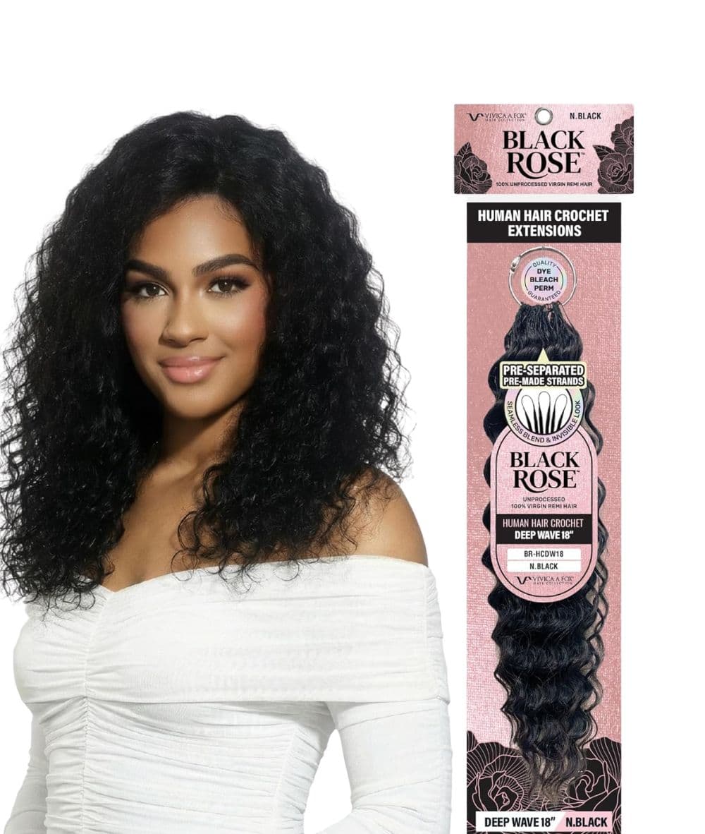 Vivica A Fox Black Rose Human Hair Crochet Extension Deep Wave 18