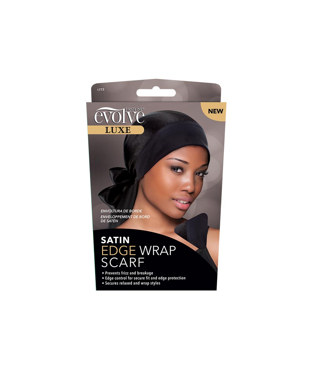  Evolve Satin Wrap Scarf, Black