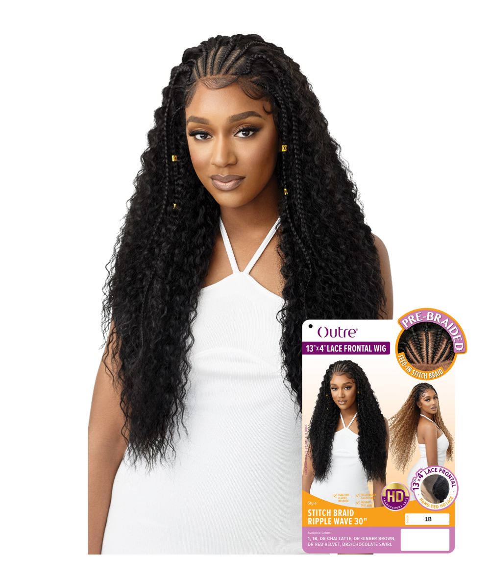 Outre 13X4 Lace Frontal Wig Stitch Braid Ripple Wave 30