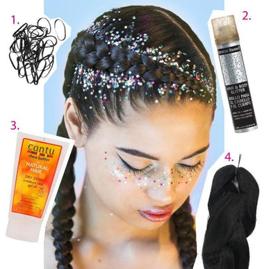 Get-The-Look : Dutch Braids with Glitter Roots