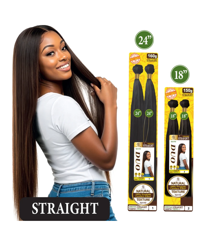 Hair Couture Duo Straight synthetic bundle hair in 18 inch and 24 inch lengths