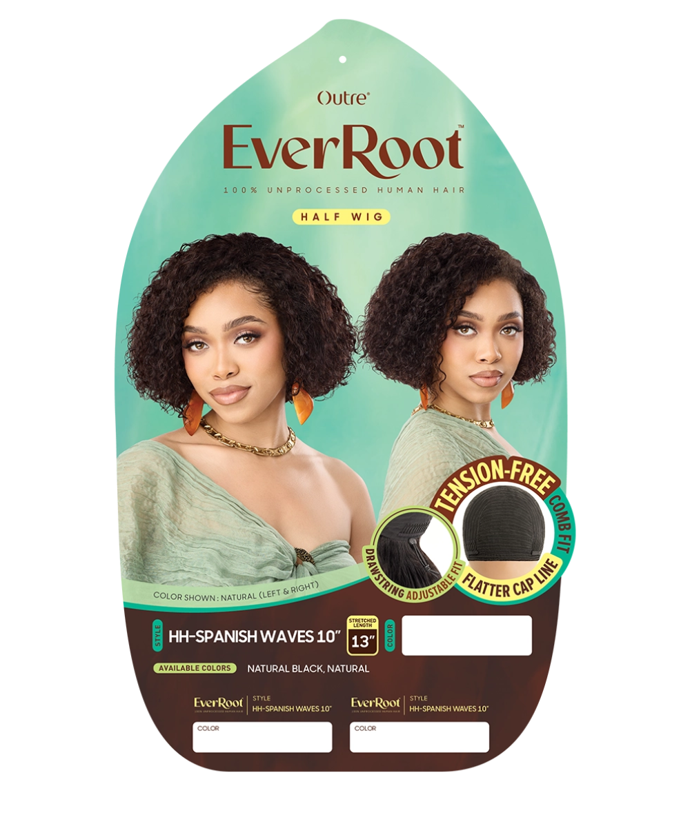 Outre EverRoot Spanish Waves 10 inch half wig features