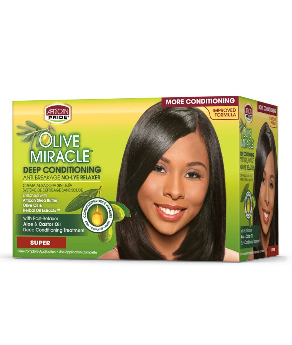 African Pride Olive Miracle No-Lye Relaxer (Super) Kit, HAIR CARE - Cloré Beauty