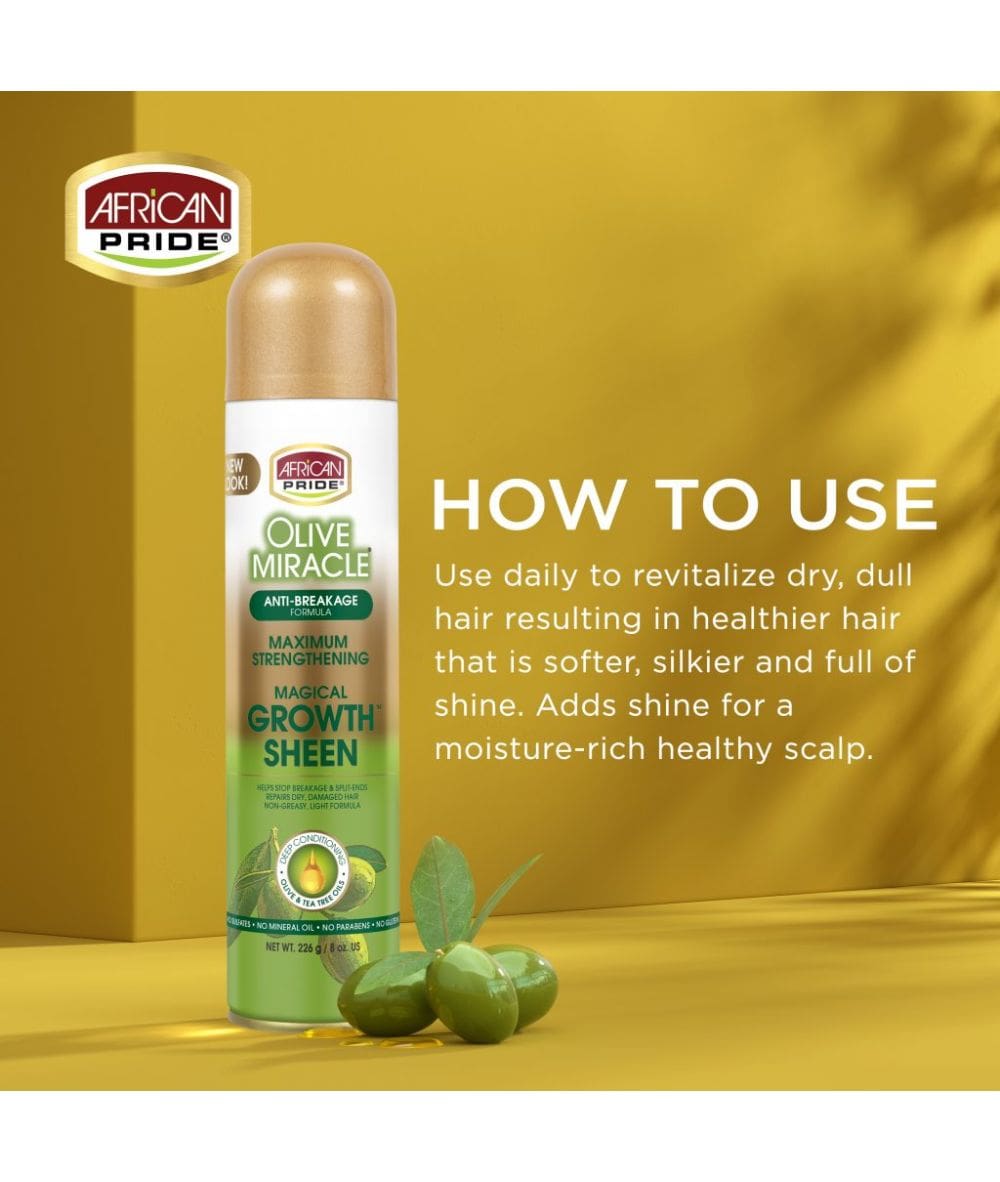 African Pride Olive Miracle Growth Sheen 8Oz