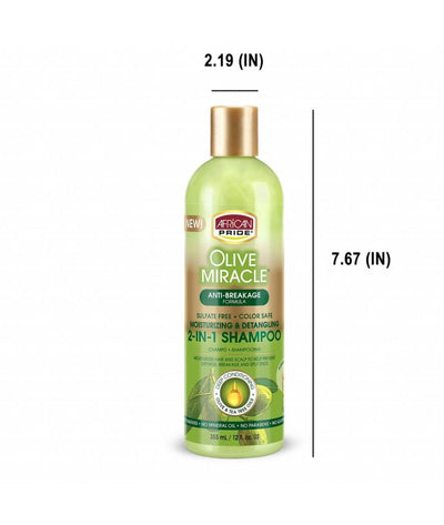 African Pride Olive Miracle 2-In-1 Shampoo & Conditioner 12 Oz