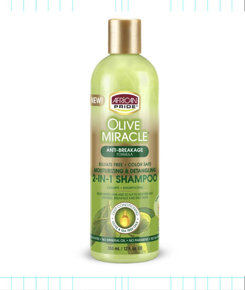 African Pride Olive Miracle 2-In-1 Shampoo & Conditioner 12 Oz