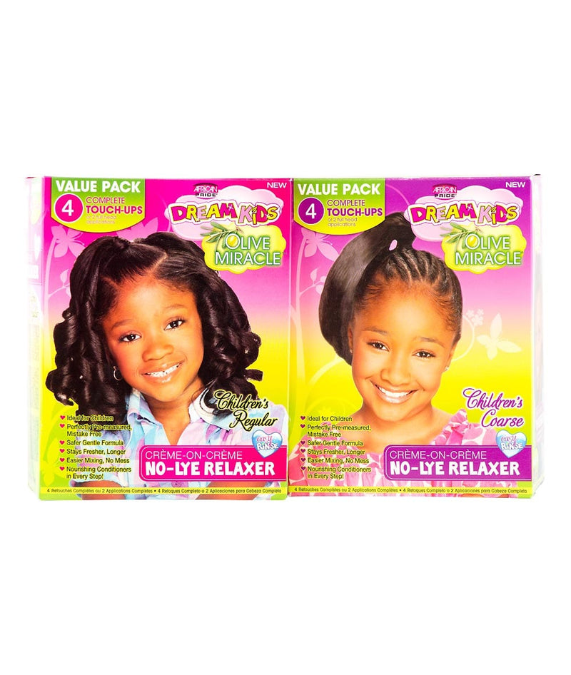 African Pride Dream Kids Olive Miracle No-Lye Relaxer 4 Complete Touch Ups