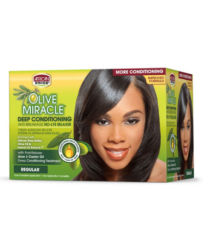 African Pride Olive Miracle No-Lye Relaxer (Regular) Kit