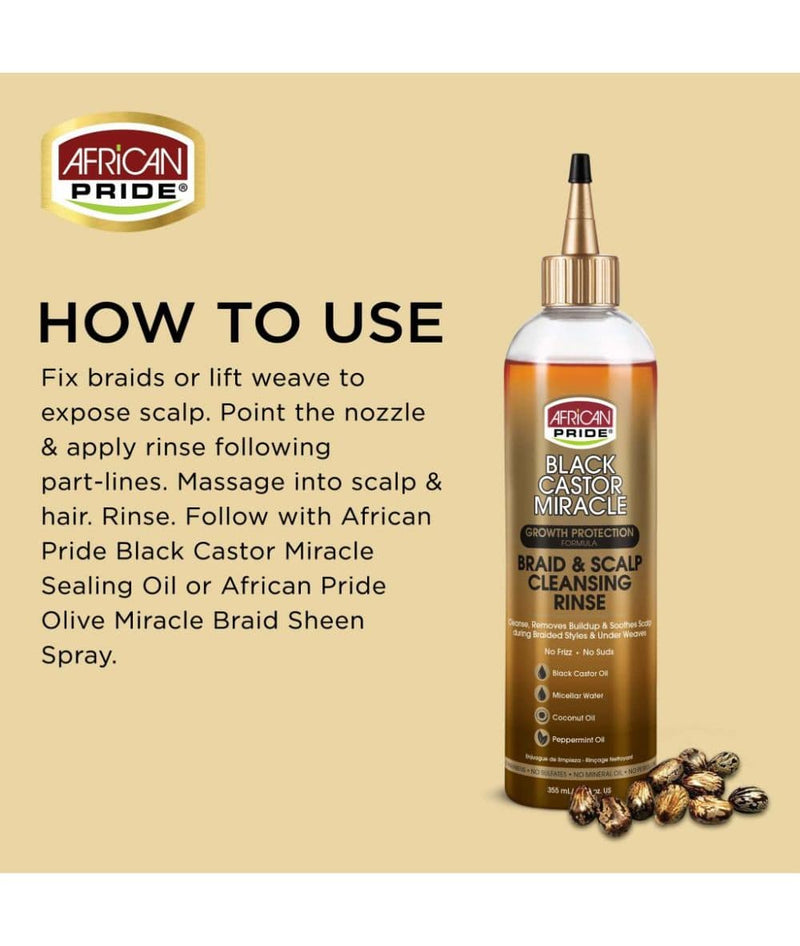 African Pride Black Castor Miracle Braid&Scalp Cleansing Rinse 12Oz