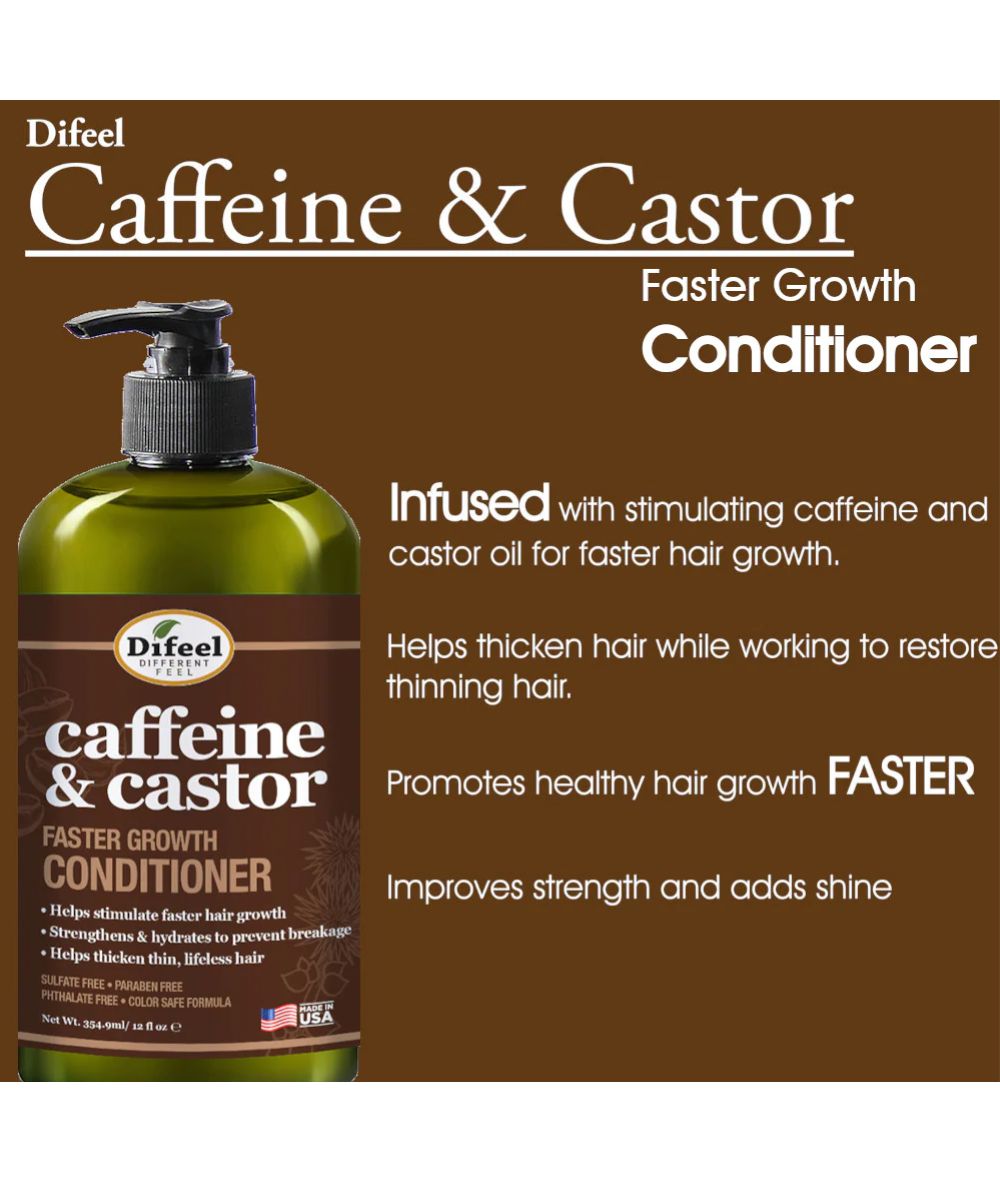 Difeel Caffeine & Castor Conditioner 12Oz, HAIR CARE - Cloré Beauty
