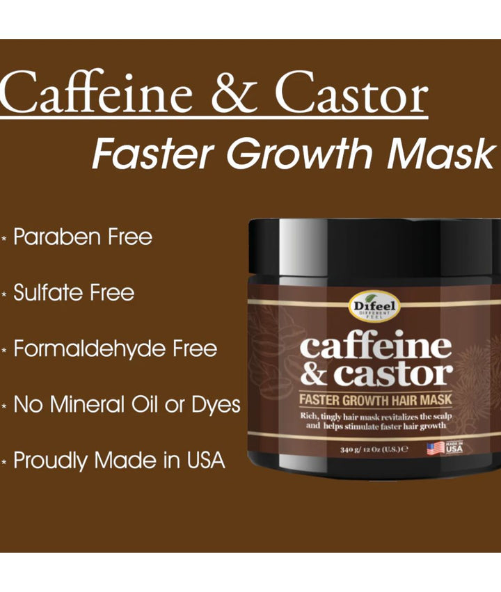 Difeel Caffeine & Castor Superior Growth Hair Mask 12Oz