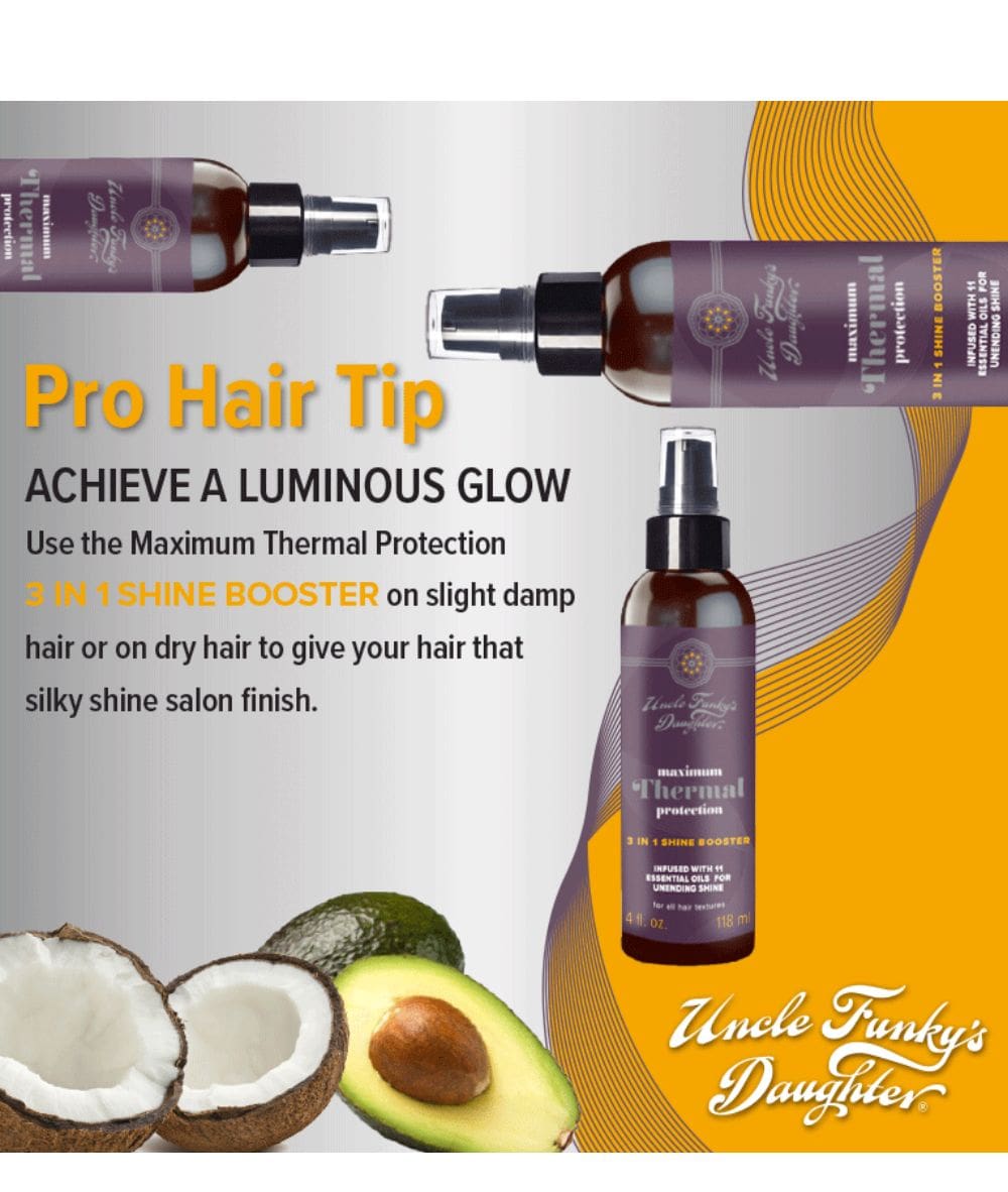 Uncle Funkys Daughter Maximum Thermal Protection 3-In-1 Shine Booster 4Oz, HAIR CARE - Cloré Beauty
