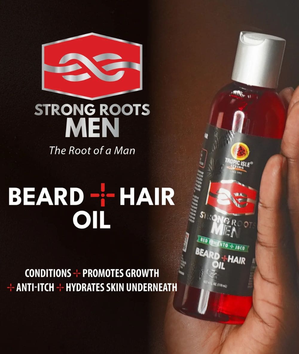 Tropic Isle Living Strong Roots Men Beard & Hair Oil 4oz, HAIR CARE - Cloré Beauty