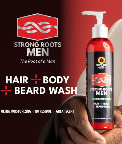 Tropic Isle Living Strong Roots Men Beard-Hair-Body Wash 8Oz