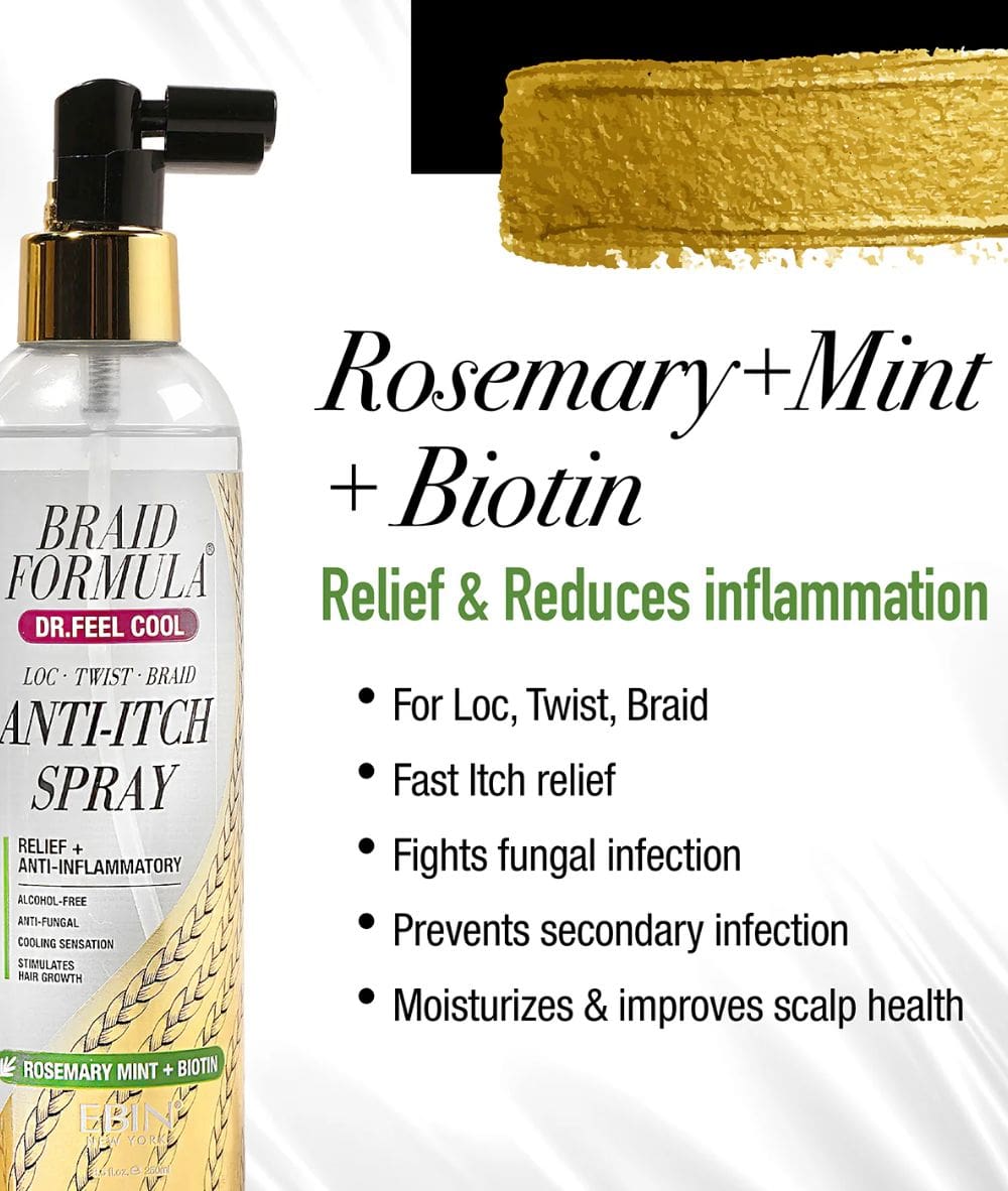 Ebin New York Braid Formula Drfeelcool Anti-Itch Spray[Rosemarymint+Biotin]8.5Oz, Hair Care - Cloré Beauty