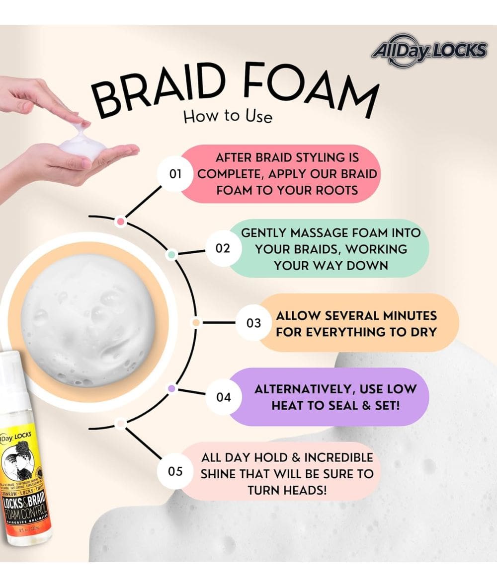ALLDAY LOCKS  Locks & Braid Foam Control 8oz, Hair Care - Cloré Beauty