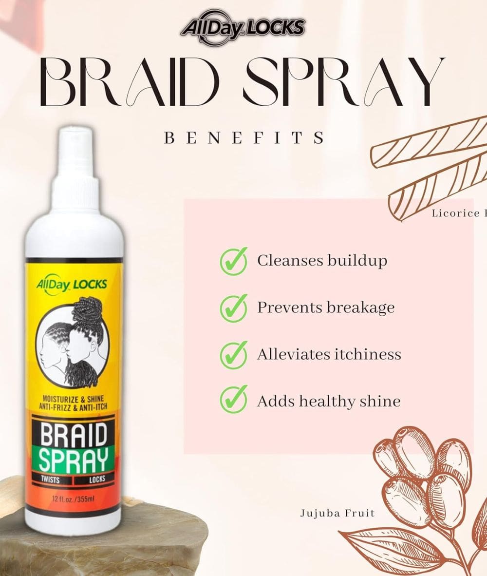 ALLDAY LOCKS  Braid Spray 12oz, Hair Care - Cloré Beauty