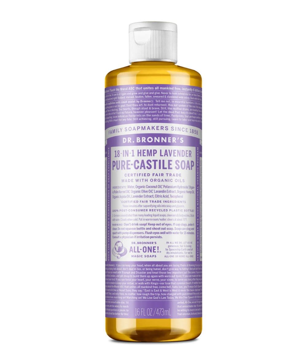Dr. Bronner's Pure-Castile Liquid Soap [Lavender] 16oz, SKIN CARE - Cloré Beauty