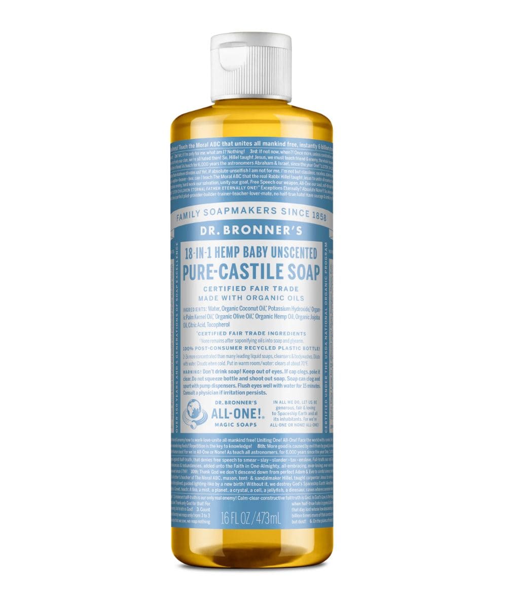 Dr. Bronner's Pure-Castile Liquid Soap [Baby Unscented] 16oz, SKIN CARE - Cloré Beauty