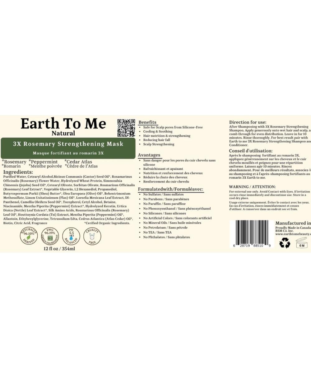 Earth To Me 3X Rosemary Hair Strengthening Mask 12oz, HAIR CARE - Cloré Beauty