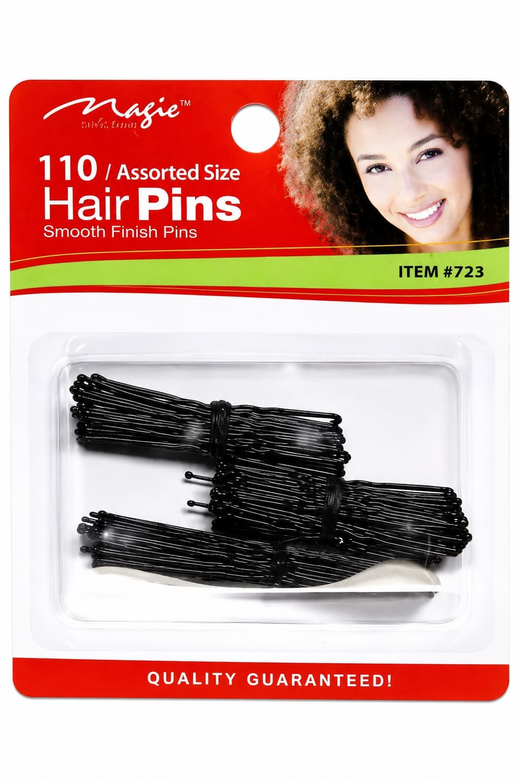 Magic Collection 110 Hair Pins Assorted Size Smooth Finish Pins Black 