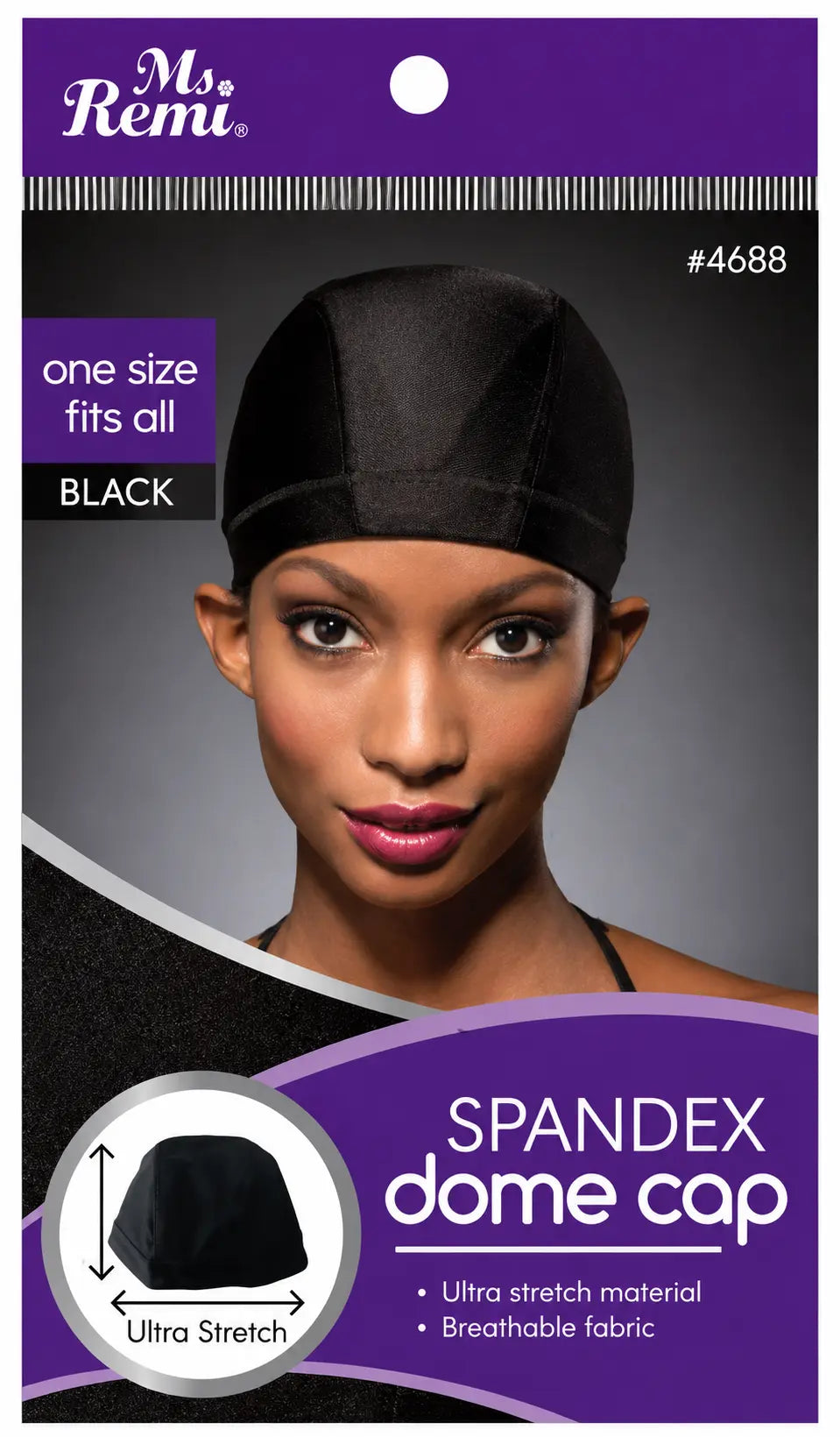 Annie Spandex Dome Cap [Black] #4688, Accessory - Cloré Beauty