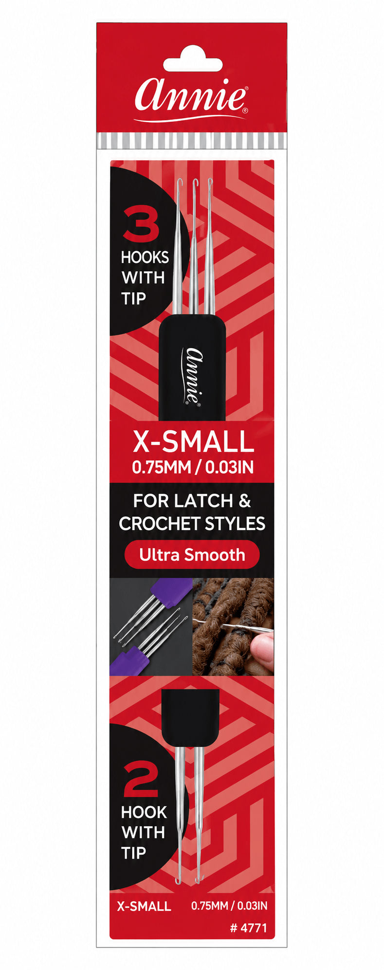 Annie X-Small 0.5Mm Dreadlocks Crochet Hook Dual 2 Hook & 3 Hook #Ann04994, Accessory - Cloré Beauty