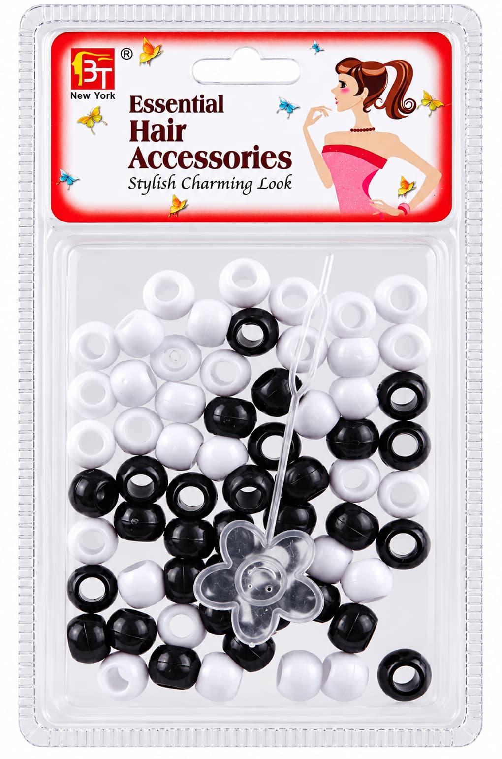 Beauty Town Large Round Beads [Black/White] 