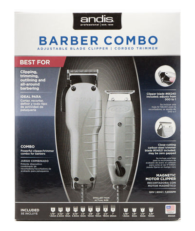 Andis Barber Combo Adjustable Blade Clipper, Corded Trimmer #66325