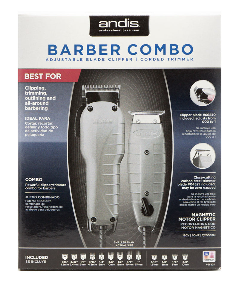 Andis Barber Combo Adjustable Blade Clipper, Corded Trimmer 