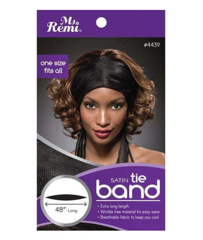 Annie Satin Tie Band Extra Long Black #4439
