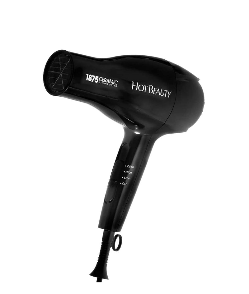 Hot Beauty Styling Dryer 1875 Ceramic With Bonus 2 Attachments 