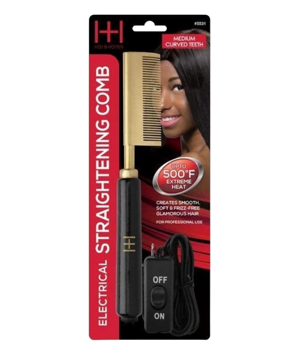 Annie Hot & Hotter Electrical Straightening Comb #5531 [Med Curved Teeth], HAIR STYLING TOOLS - Cloré Beauty