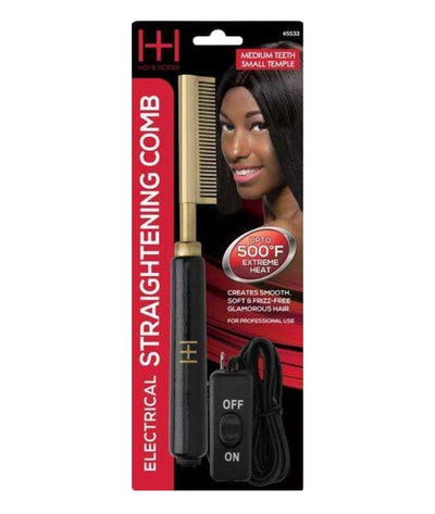Annie Hot & Hotter Electrical Straightening Comb #5533 [Medium Teeth Small Temple]