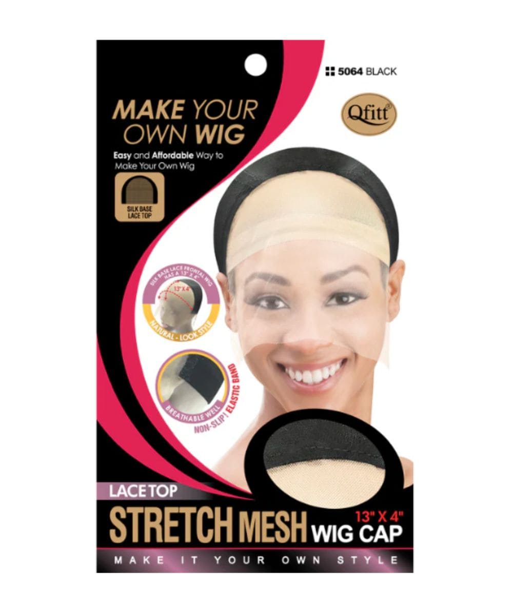 M&M Qfitt Stretch Mesh Frontal Lace Top Wig Cap[Black] #5064