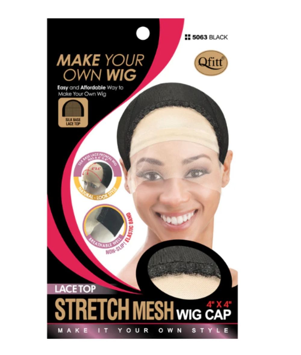 M&M Qfitt Stretch Mesh Frontal Lace Top Wig Cap[Black], ACCESSORIES JEWELRY FASHION - Cloré Beauty