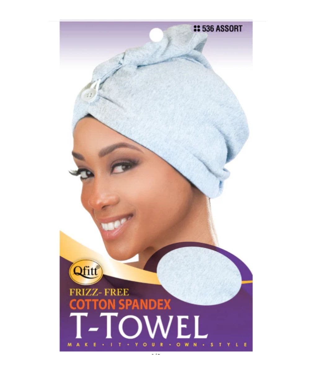 M&M Qfitt Cotton Spandex Frizz-Free T-Towel[Black] #537, ACCESSORIES JEWELRY FASHION - Cloré Beauty