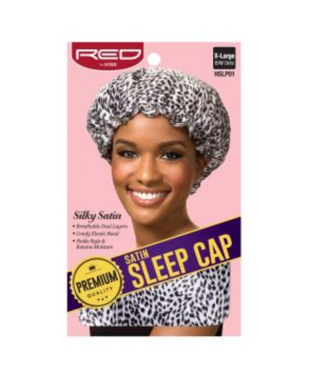 Red By Kiss Premium X-Large Satin Sleep Cap #Hslp01[Black&White], Accessory - Cloré Beauty