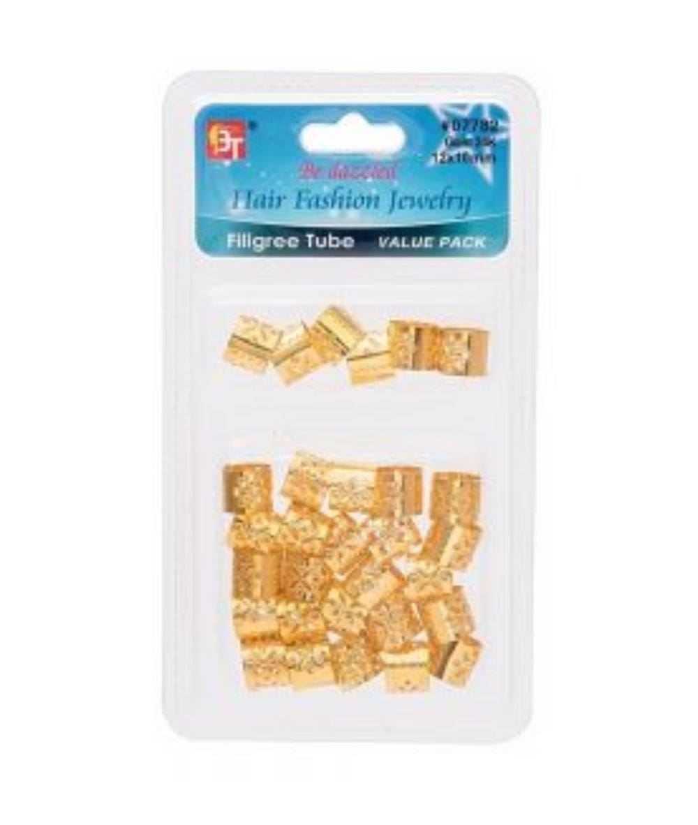 Beauty Town Filigree Tube 12X10Mm Value Pack 30Pcs [Gold] #07782, Hair Tools - Cloré Beauty
