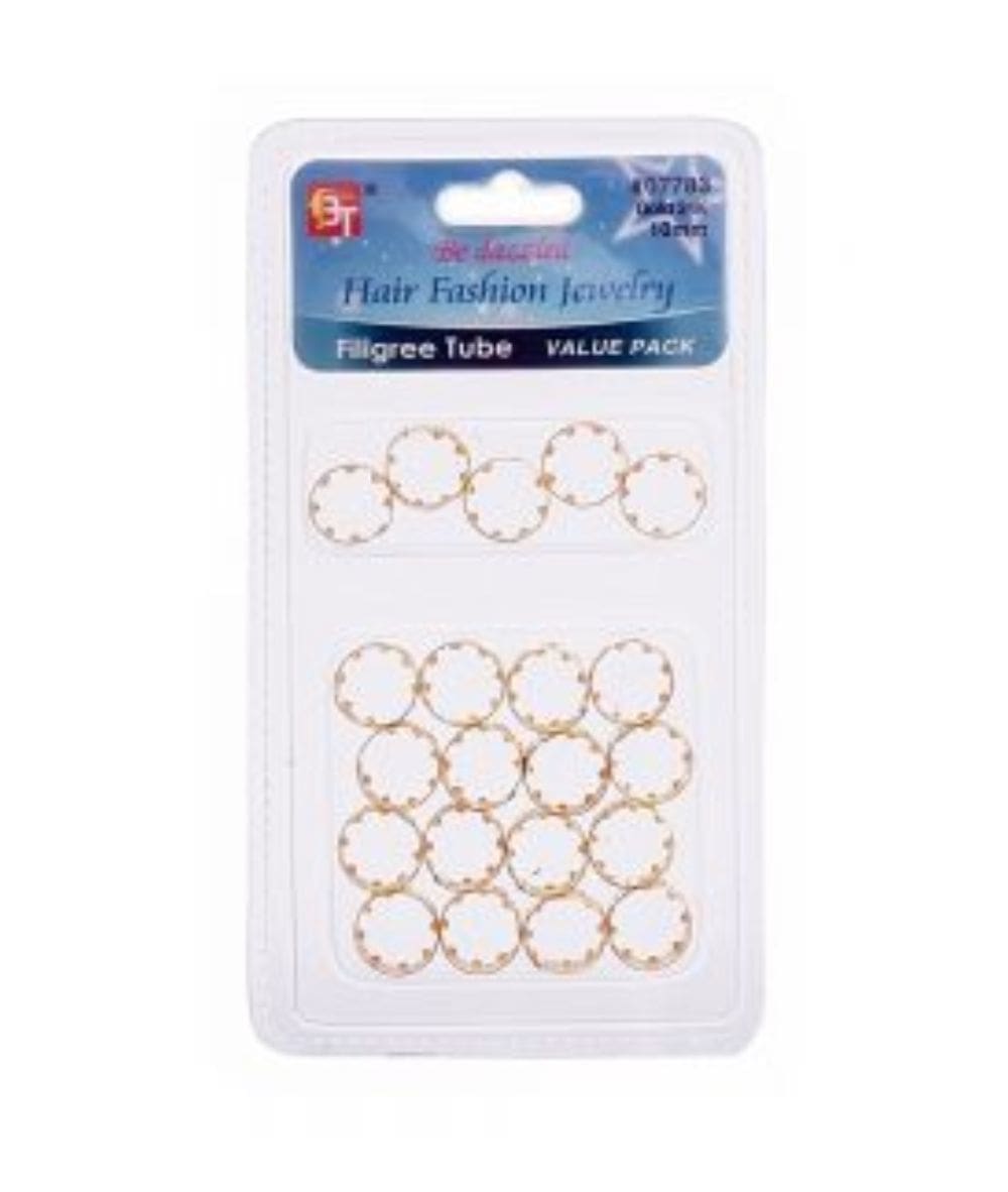 Beauty Town Filigree Tube 14X10Mm Value Pack 22Pcs [Gold] #07783, HAIR STYLING TOOLS - Cloré Beauty