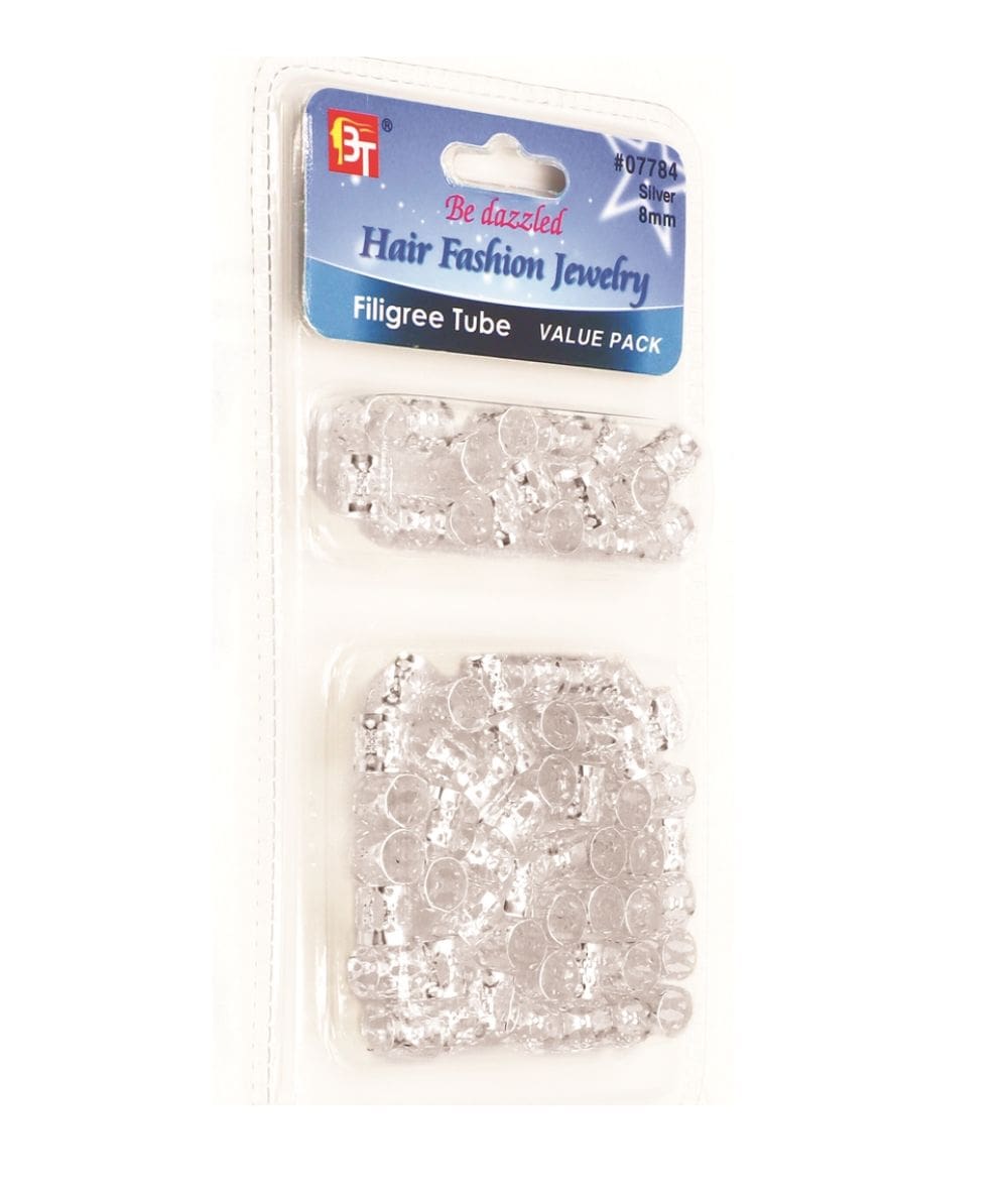 Beauty Town Filigree Tube 8X8Mm Value Pack 60Pcs [Silver] #07784, Hair Tools - Cloré Beauty