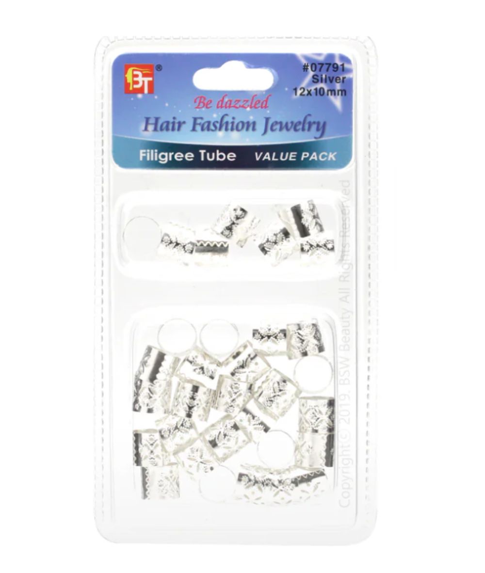 Beauty Town Filigree Tube 12X10Mm Value Pack 30Pcs [Silver] #07791, Hair Tools - Cloré Beauty