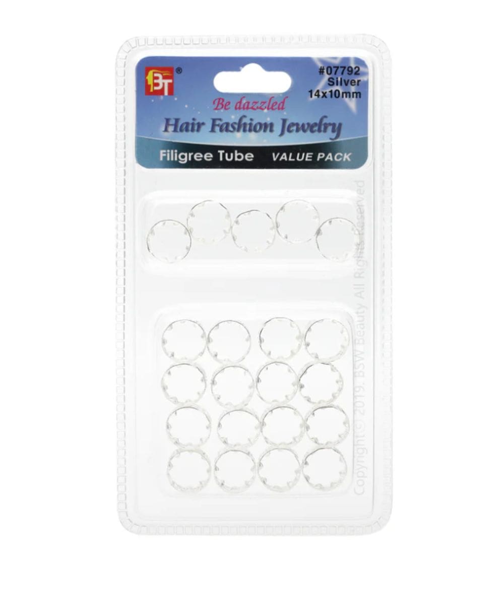 Beauty Town Filigree Tube 14X10Mm Value Pack 22Pcs [Silver] #07792, HAIR STYLING TOOLS - Cloré Beauty