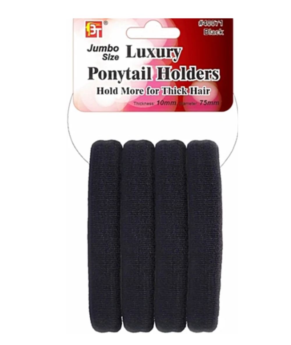 Beauty Town Jumbo Size Luxury Ponytail Holders 10Mm[Black] #40071