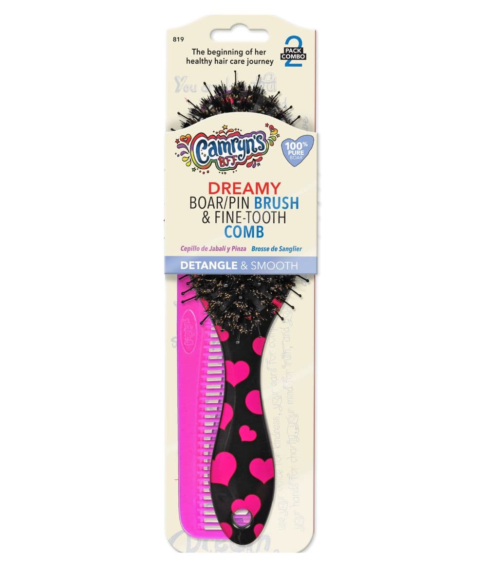 Firstline Camryn'S Bff Dreamy Boar/Pin Brush&Fine-Tooth Comb Set #819, HAIR STYLING TOOLS - Cloré Beauty