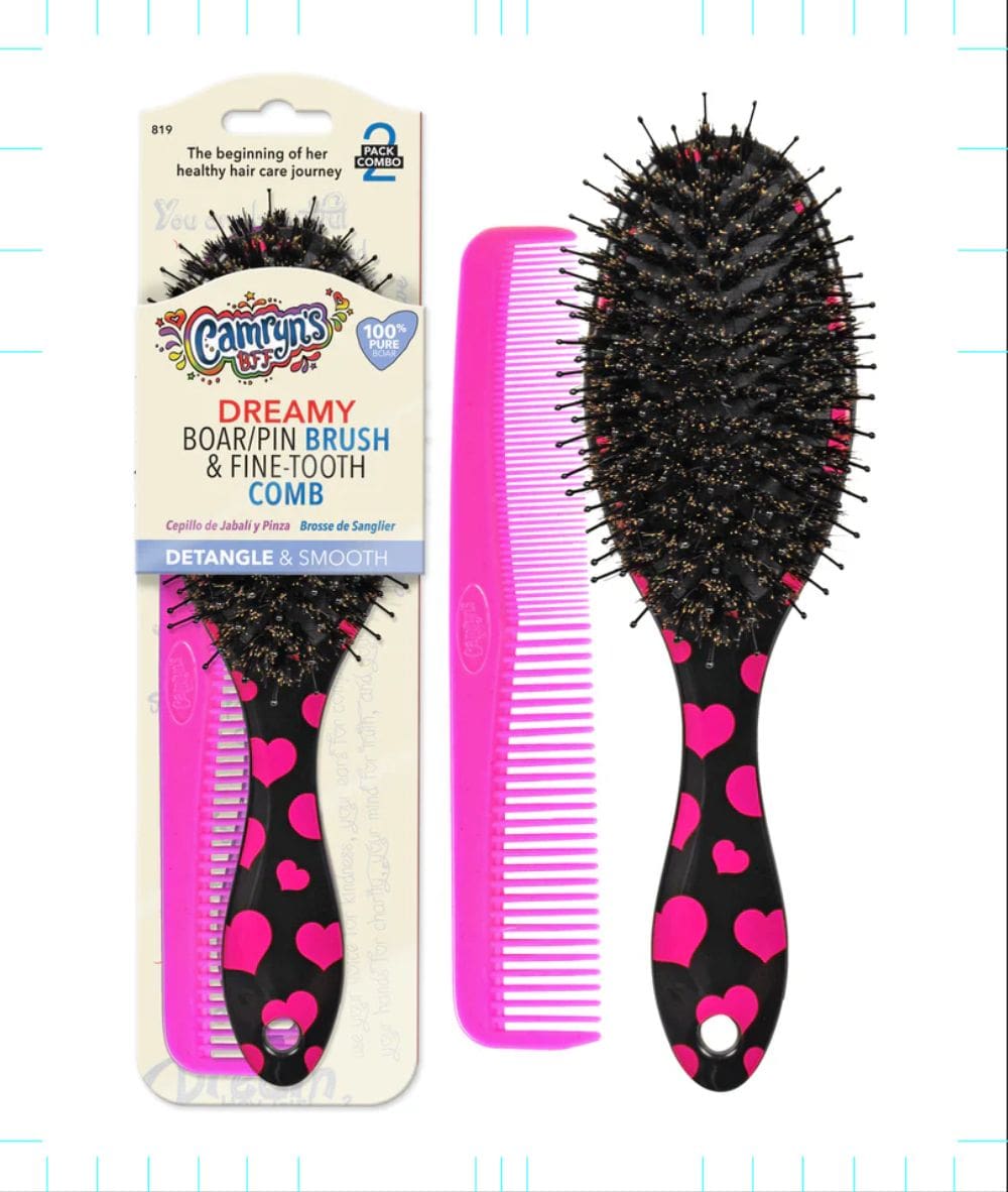 Firstline Camryn'S Bff Dreamy Boar/Pin Brush&Fine-Tooth Comb Set #819, HAIR STYLING TOOLS - Cloré Beauty