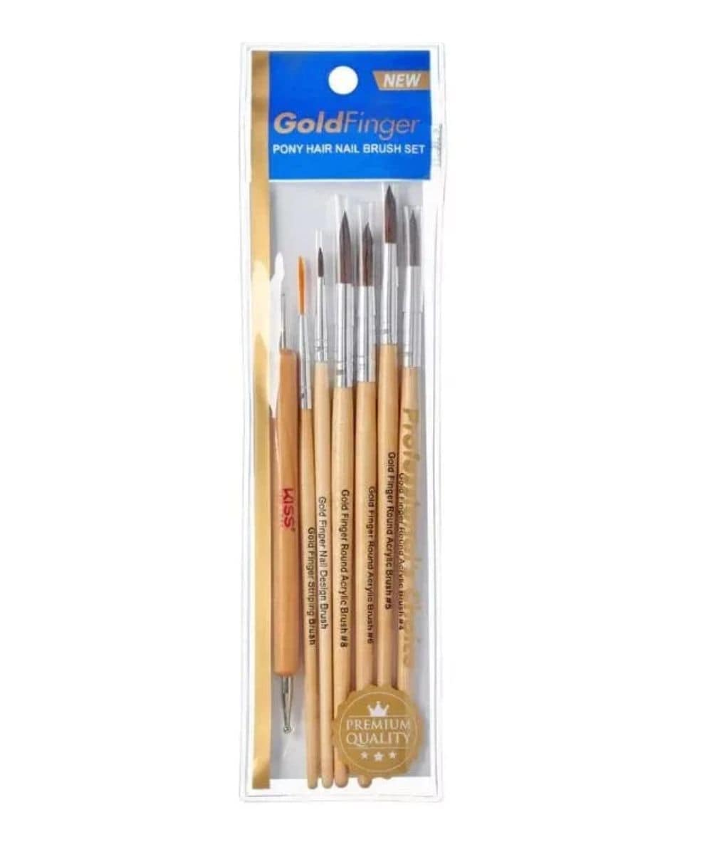 Gold Finger Round Acrylic Brush set #GB02, COSMETICS MAKEUP - Cloré Beauty