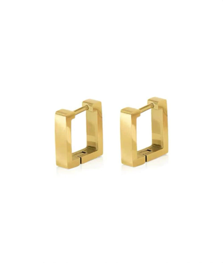 Nude Rose Stainless Steel 18K Gold Small Rectangle Earring #E-191