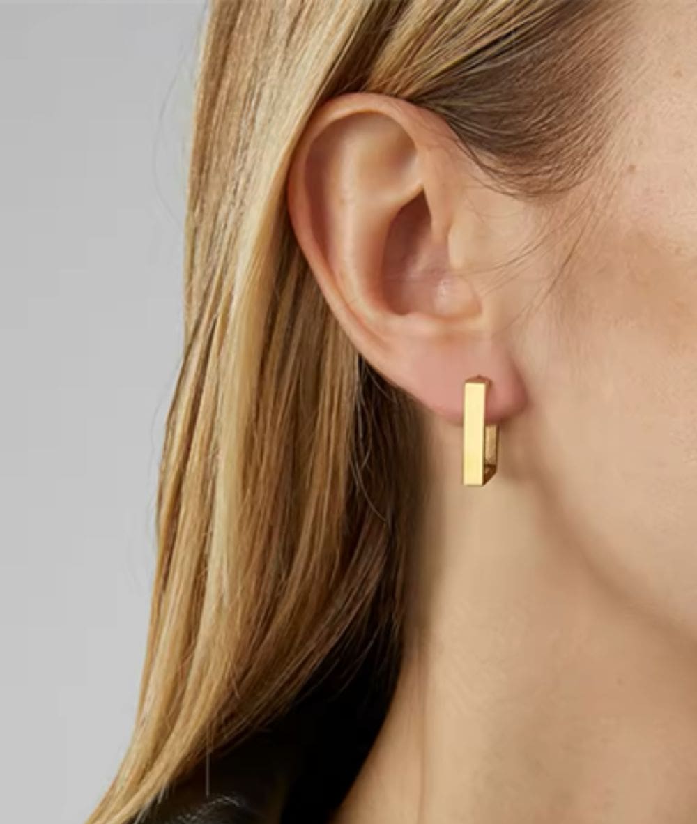 Nude Rose Stainless Steel 18K Gold Small Rectangle Earring #E-191, ACCESSORIES JEWELRY FASHION - Cloré Beauty